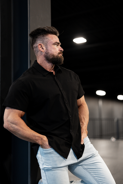 Flex Premium Stretch Button-Up Shirt - Onyx Black