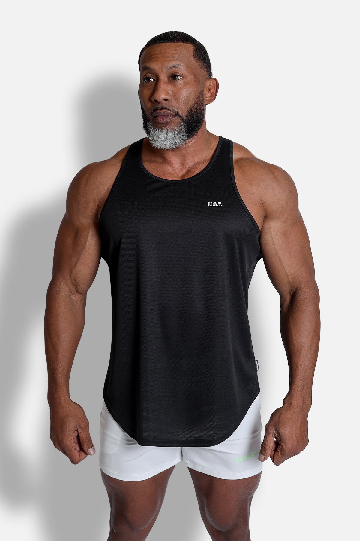 Fast-Dry Bodybuilding Workout Stringer - Black USA Logo