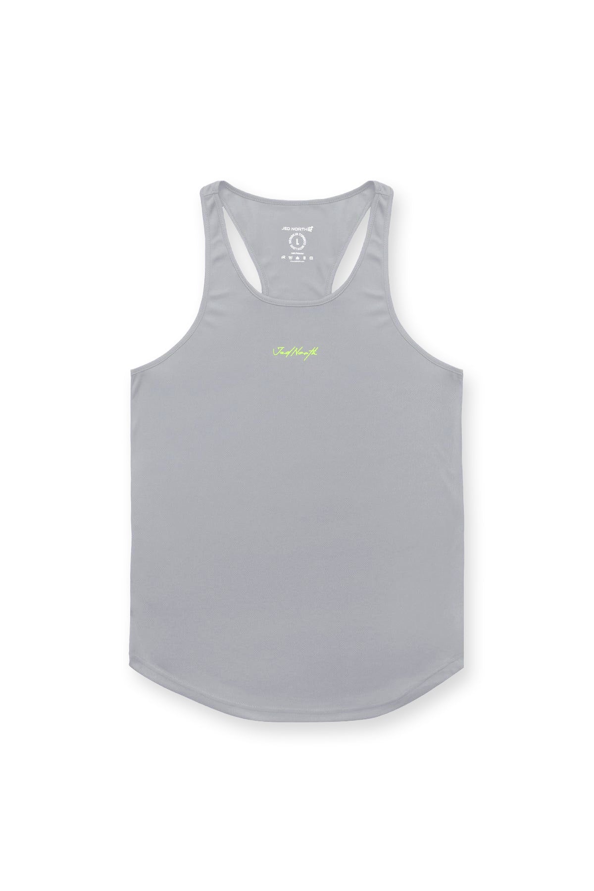 Fast-Dry Bodybuilding Workout Stringer - Light Gray w/ Neon Logo