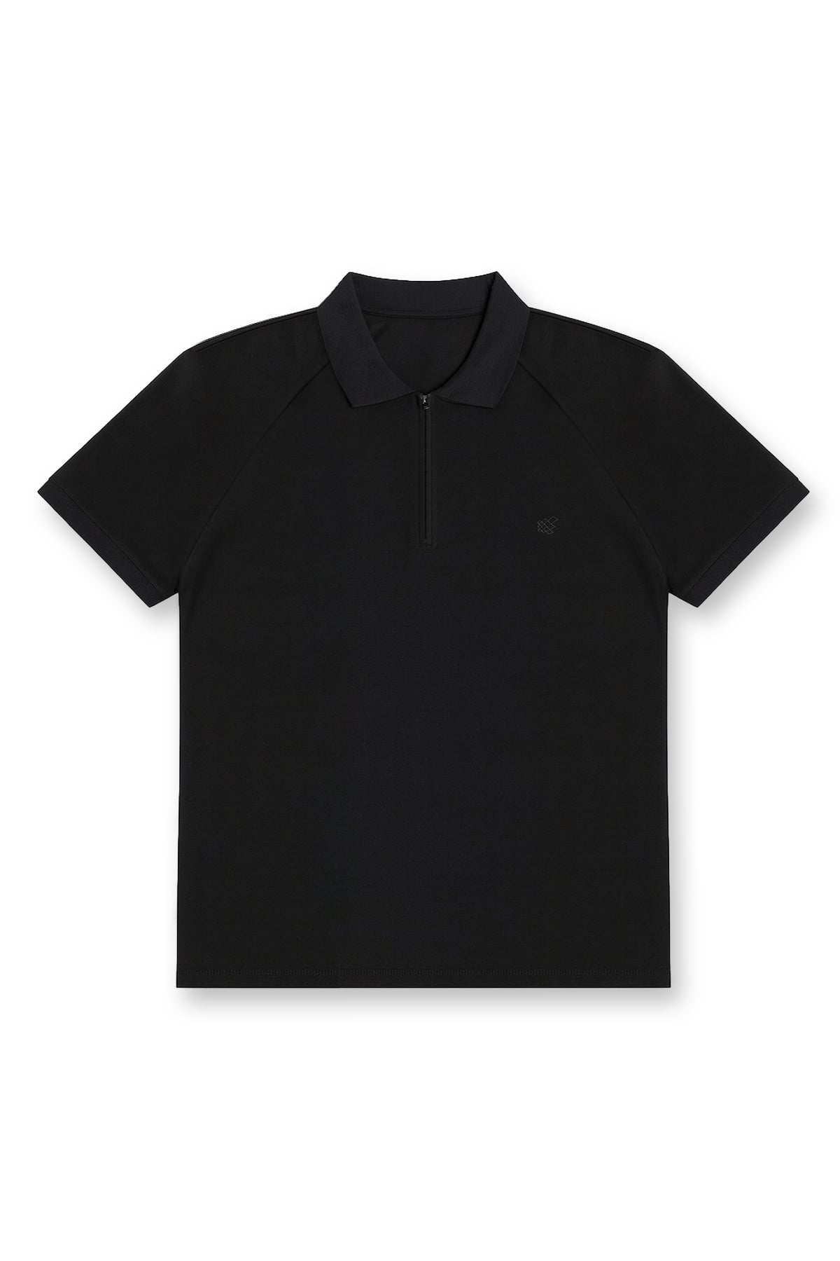Premium Muscle-Fit Polo Tee w/ Zipper - Black