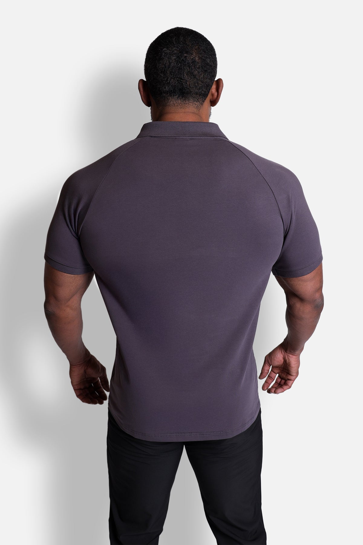 Premium Muscle-Fit Polo Tee w/ Zipper - Dark Gray