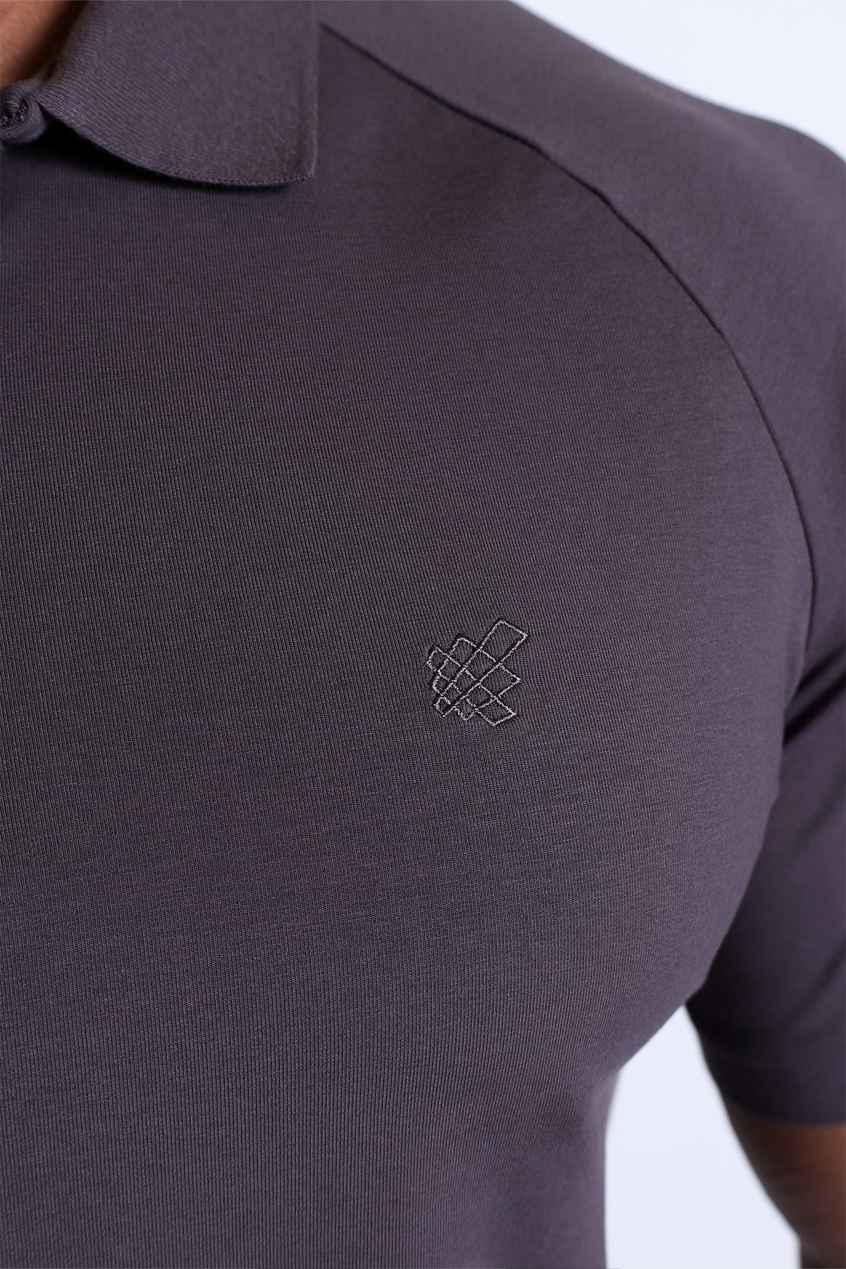 Premium Muscle-Fit Polo Tee w/ Zipper - Dark Gray