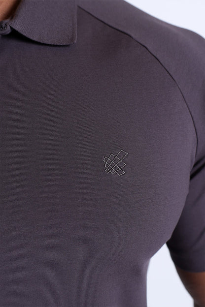 Premium Muscle-Fit Polo Tee w/ Zipper - Dark Gray