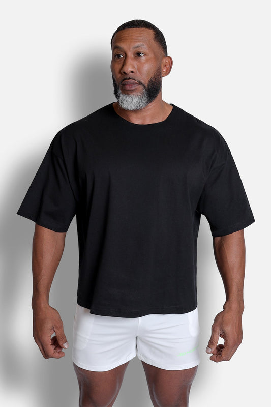 Raw-Cut Boxy Crop Tee - Black