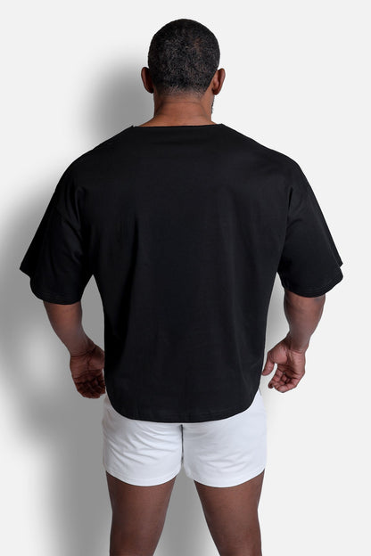 Raw-Cut Boxy Crop Tee - Black