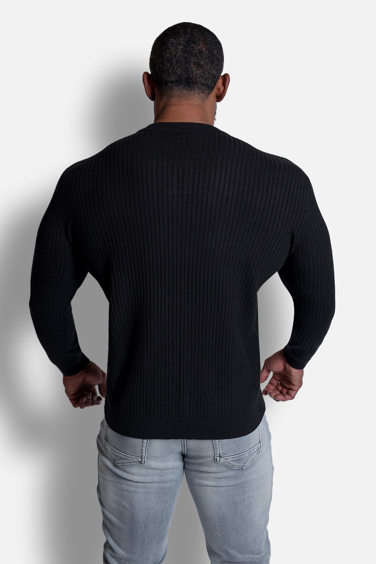 Classic Henley Sweater  - Black