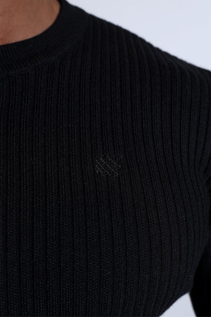 Classic Henley Sweater  - Black