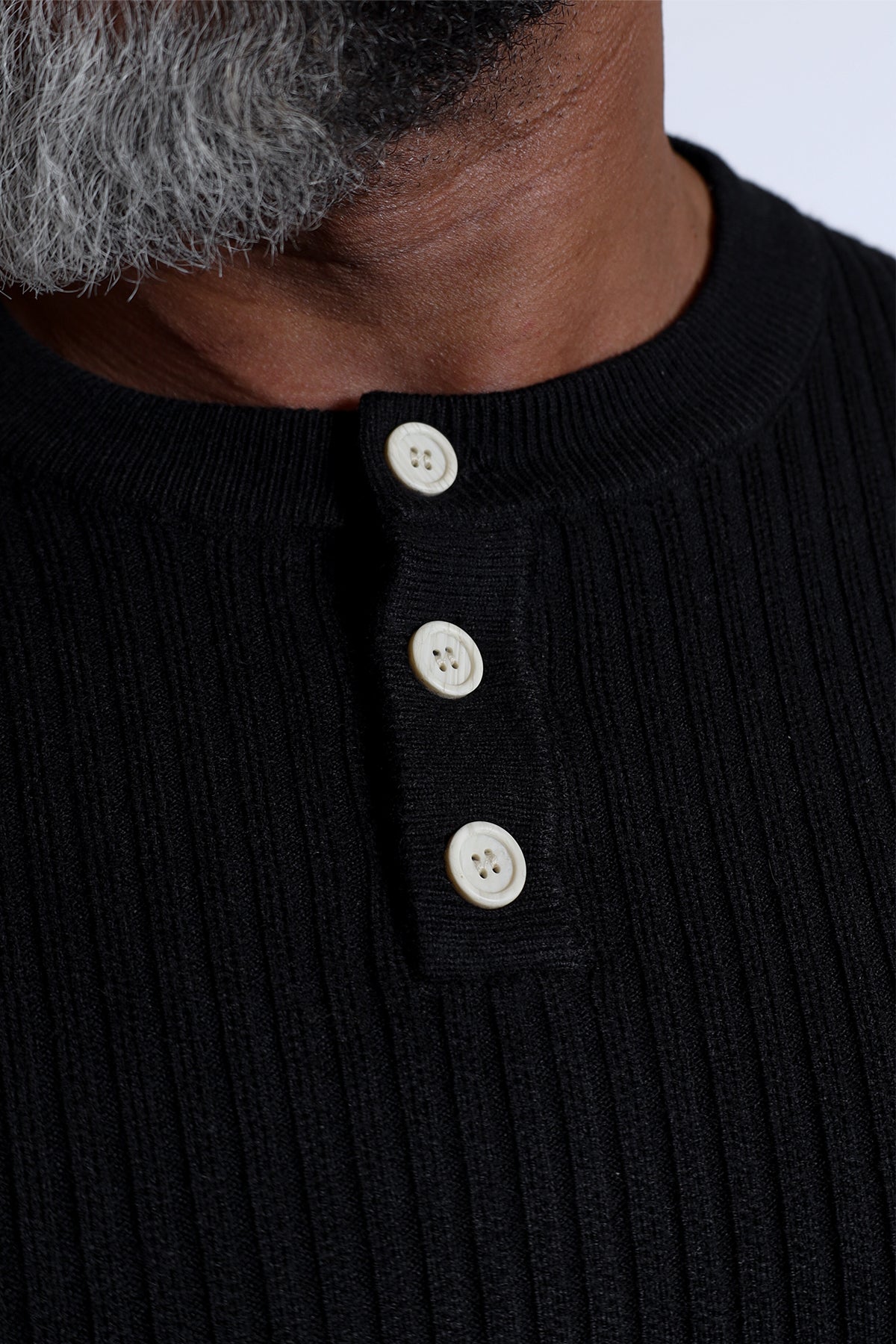 Classic Henley Sweater  - Black