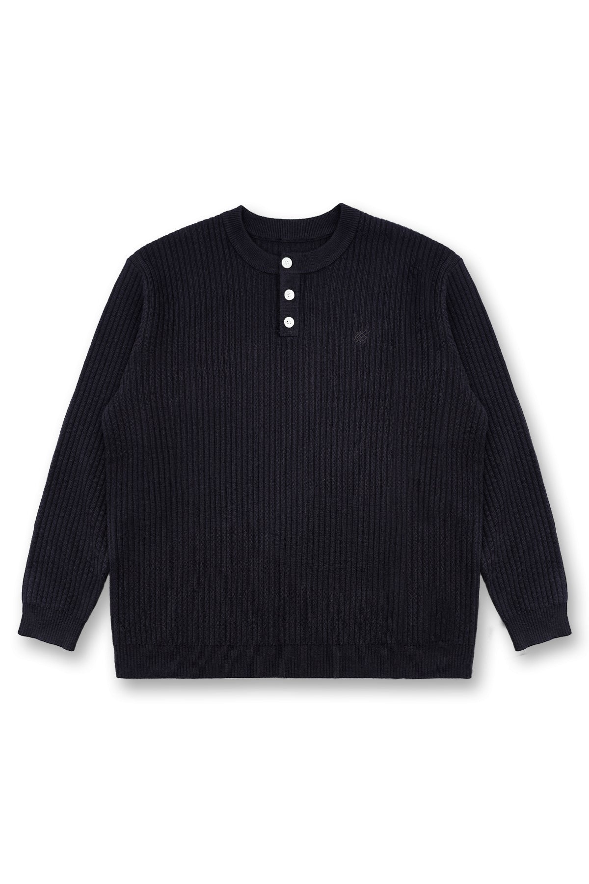 Classic Henley Sweater  - Black