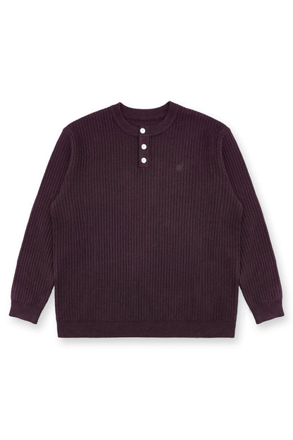 Classic Henley Sweater  - Brown