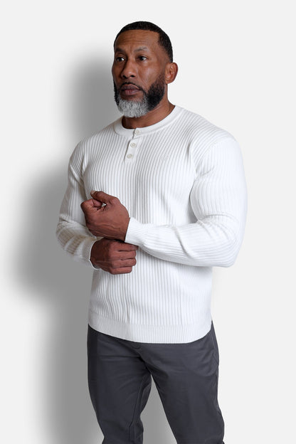 Classic Henley Sweater - Cream