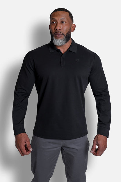 Polo Button-Up Longsleeve - Black